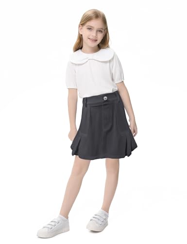 Image of 2026 Girl's Denim Skirts Elastic Waist Pleated Toddler Girls Jean Skirt Size 3-12