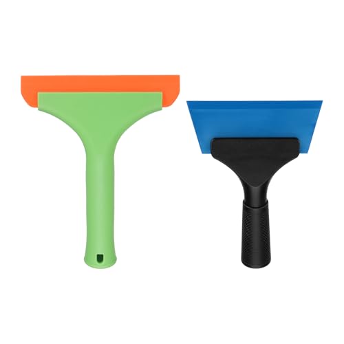 Image of uxcell Small Silicone Shower Squeegee for Glass Doors, 6 inch Bath Squeegee with 5 inch Small Rubber Window Shower Squeegee for Bathroom Window Mirror, Green /Orange,Black /Blue