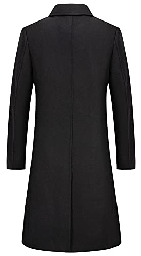 CHARTOU Men's Thicken Single Breasted Quilted Wool Blend Long Pea Coat Overcoat2
