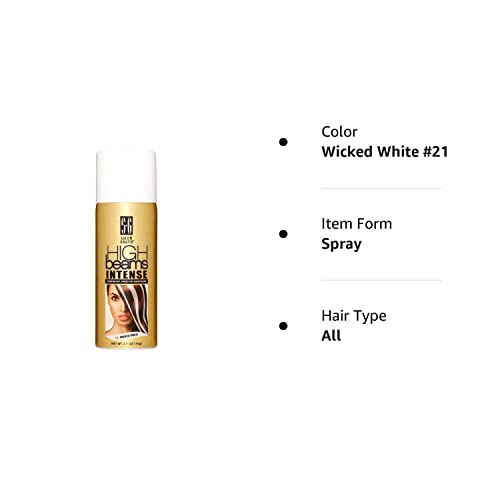 High Beams Intense Spray-On Hair Color –Wicked White - 2.7 Oz - Add Temporary Color Highlight To Your Hair Instantly - Great For Streaking, Tipping Or Frosting - Washes Out Easily #TOP2