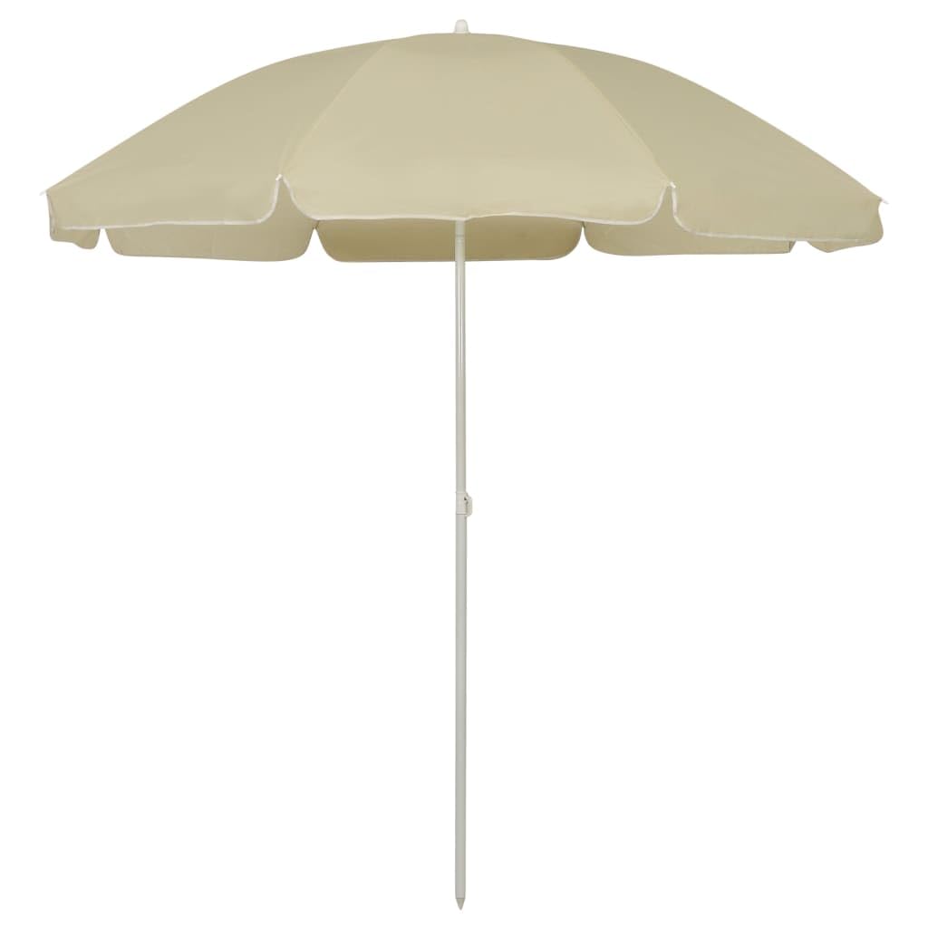 Strandschirm Sandgelb 240 cm Garten Sonnenschirm mit Kippmechanismus für flexiblen Sonnenschutz
