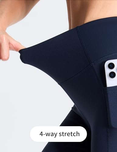 Image of THE GYM PEOPLE High Waist Yoga Shorts for Women's Tummy Control Fitness Athletic Workout Running Shorts with Deep Pockets