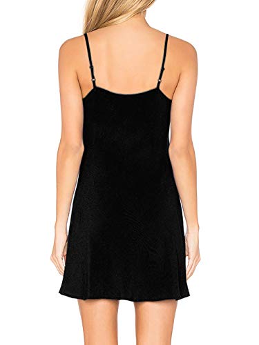 H Hiamigos Women's Nightgown Adjustable Spaghetti Strap Full Slip With Built In Bra Chemise Nightgowns Lounge Dress Black Xx-Large #TOP4