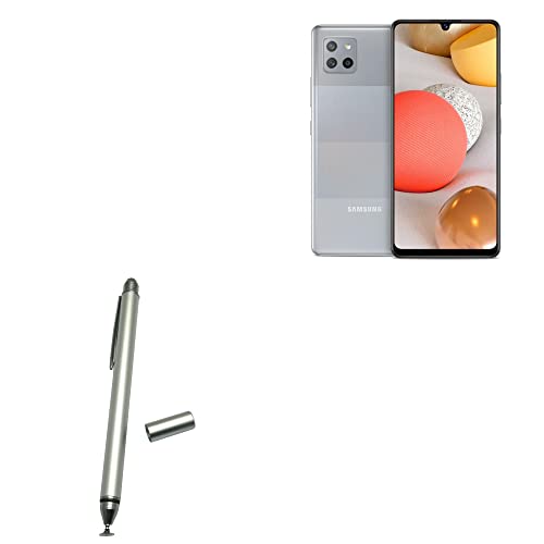 BoxWave Stylus Pen Compatible with Samsung Galaxy A42 5G (Stylus Pen DualTip Capacitive Stylus, Fiber Tip Disc Tip Capacitive Stylus Pen for Samsung Galaxy A42 5G - Metallic Silver