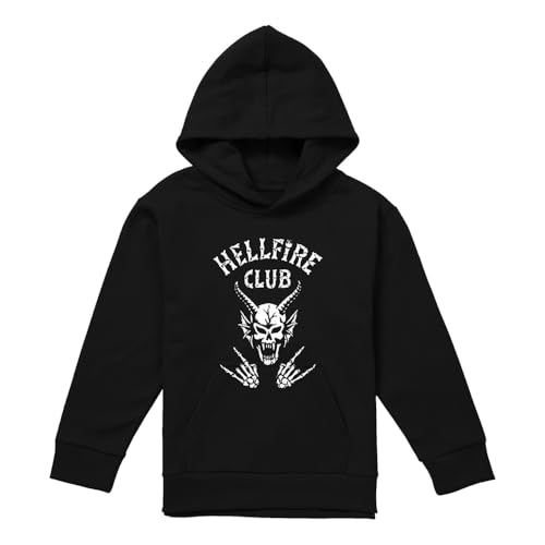Stranger Things Hellfire Club Bones Youth Kids Boy Girls Pull-Over Hoodie, Black, 12-13