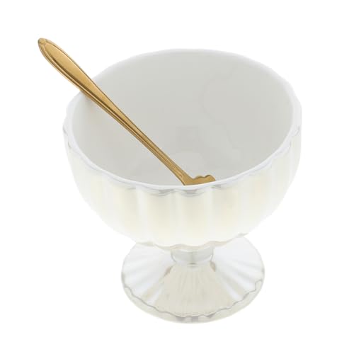 Alipis 1 Juego Copa De Helado Alta Decoración De Palitos De Comida Tarro De Café Hermético Decoracion De Aperitivos Tazas De Postre Mango De Bronce Antiguo Pastel Acero Inoxidable