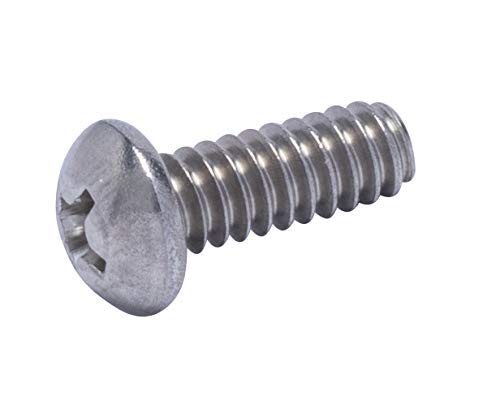 #10-24 X 1/2" Stainless Phillips Round Head Machine Screw, (100pc), Coarse Thread, 18-8 (304) Stainless Steel, by Bolt Dropper