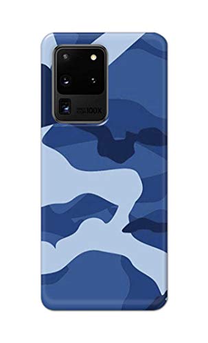Image of Printed Hard Back Cover Case for Samsung Galaxy S20 Ultra 4G | Samsung S20 Ultra 5G Back Cover (Army Blue Pattern) -1302