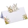 Gift Boutique 100 Pack Easter Place Cards Holiday Seating Name Card Die Cut Bunny Rabbit Table Setting Folded Paper Tent Cards for Wedding Tables Placement Party Decorations 2 x 35