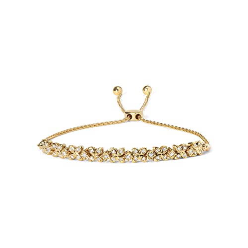 Haus of Brilliance 18K Yellow Gold Plated .925 Sterling Silver 1/4 Cttw Diamond Link 4"-10" Adjustable Bolo Bracelet (I-J Color, I1-I2 Clarity)