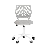 Homy Casa Desk Chair Linen Fabric Seat Ergonomic Swivel Task Chair without Armrest Adjustable Height Office Chair Home Office for Kids Teens, Light Grey