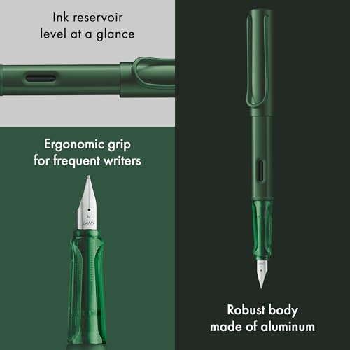 Image of LAMY AL-star pine - Fountain Pen with ergonomic grip & polished steel nib in size M - lightweight aluminum body - including LAMY T 10 blue cartridge - Right-Handed