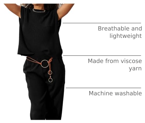 Image of Himosyber Women's Solid Sleeveless Vest Mock Neck Cap Sleeve Knitwear Sweater Tops
