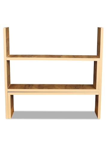 Image of SBF Furniture Wooden Bookcase for Home Office and Library Engineering Wood Space Saving Bookrack Freestanding Books Holder Stylish Book Organizer (Square 3 Step) (Yellow) DIY(Do-It-Yourself)