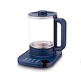 Elektrischer Wasserkocher, 1,8 l, 800 W, mit automatischer Abschaltung und Kalkfilter, Boom, schnell, ohne BPA, Glas mit Wasserkocher, Borosilikatglas, Rosa mit Filter, drei Ringe (blau, drei Ringe)