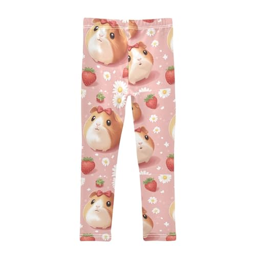 Guinea Pigs Strawberry Flowers Girls Leggings Kids Yoga Pants Dance Active Tights 4T2