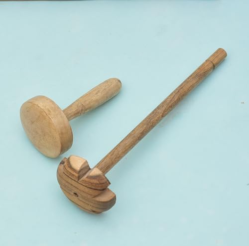 Image of Handmade Pure Mango Wood Hand Mathani, Lemon Press and Roti Press - Set of 3, Wooden Kitchen Tools Sets for Cooking