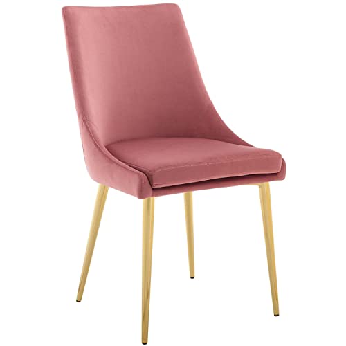 Modway Viscount Performance Velvet Dining Side Chair with Gold Stainless