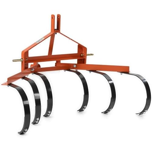 Titan Attachments 3 Point Cultivator Attachment Fits Cat 1 Tractors, 6 Steel Spring Shanks, 18"-48" Adjustable Width Field Cultivator for Aerating and Prepping Soil