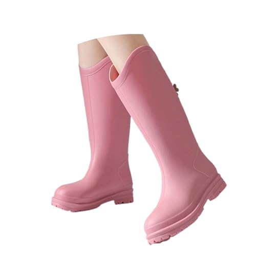 Botas de lluvia para mujer, antideslizantes, cómodas, ligeras, largas, para exteriores, senderismo, camping, uso diario, 43, Rosa., 40 EU