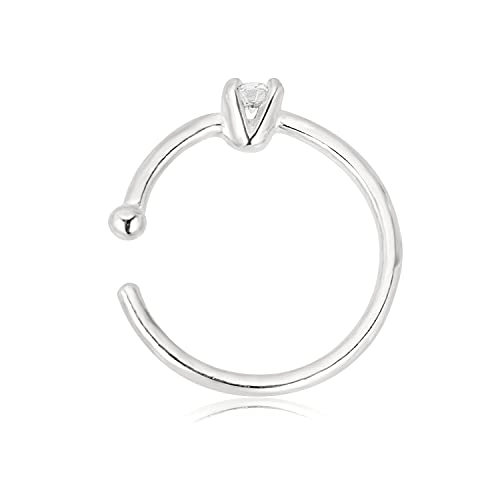 Image of AVORA 14K Gold Simulated Diamond CZ Nose Ring Hoops (20 Gauge)