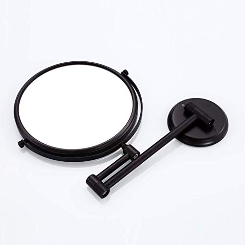 Miroir de maquillage noir double miroir de salle de bain mural pliant x3