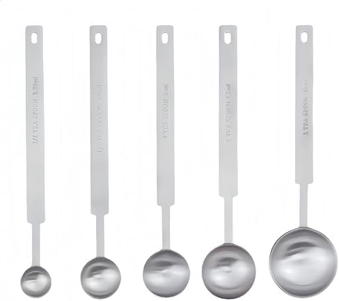 Metal Measuring Spoons Set -Baking Essentials,PremiumStainless Steel Kitchen Gadgets with Precise Measurementsfor Home and Professional Use,Nesting Teaspoons for EasyStorage -5 Piece