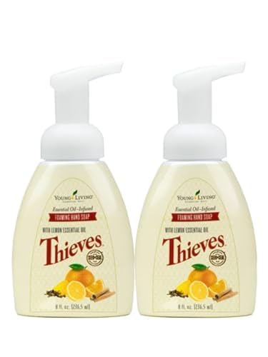 Young Living Thieves Foaming Hand Soap 8 fl oz, Pack of 2 - Essential Oils - Gentle Cleansing, Refreshing Aroma, Powerful Moisturizers for Dry Skin, Hygienic Hands, Anti-bacteria
