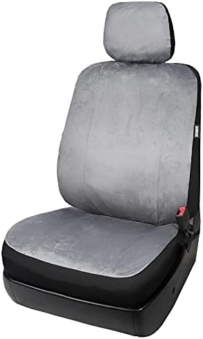 Leader Accessories Velour Super Soft 1pcs Grey Car Front Seat Cover with Headrest Cover Airbag Compatible