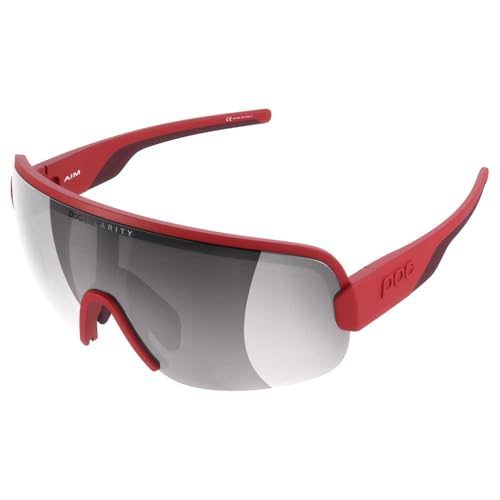 POC Aim Gafas de, Prismane Red/Clarity Road/Sunny Silver, Talla única Unisex Adulto
