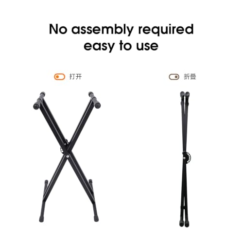 Image of The ONE Double-X Keyboard Stand, Pre-Assembled X-Style Keyboard Stand with Locking Straps & Quick Release Mechanism, Adjustable Piano Stand