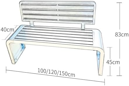 Weatherproof Galvanized Steel Outdoor Bench with Back, Smooth Rounded Edges - Perfect for Garden, Park, Yard, Front Porch - White, 120x40x83cm