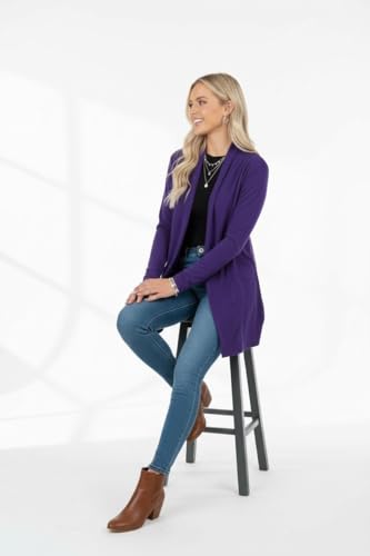 Image of ToBeInStyle Womens Open Front Long Sleeve Lightweight Asymmetrical Draped Cardigan with Side Pockets