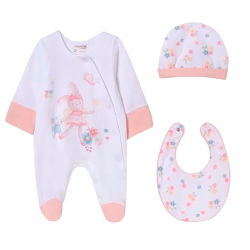 Mayoral 9448 - Set Regalo Pijama Babero Gorro bebé-niños Color: Rosa Talla: 1/2