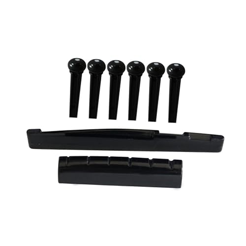 TOGEVAL Portable Black Acoustic Guitar Set Guitar Bridge Saddle Nut Sturdy Construction