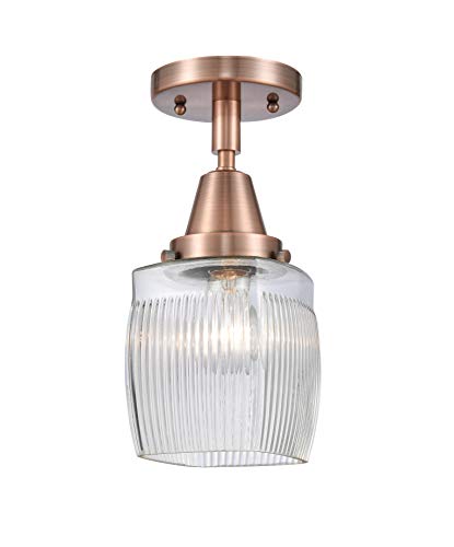 Innovations 447-1C-AC-G302 Transitional One Light Flush Mount from Franklin Restoration Collection in Copper Finish,