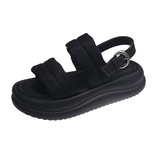 Womens Sandals Retro thick-soled casual sandals for women summer open-toed one-strap Roman beach shoes