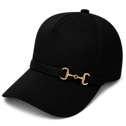 Gorra negra elegante para mujer con adorno dorado miniatura 1