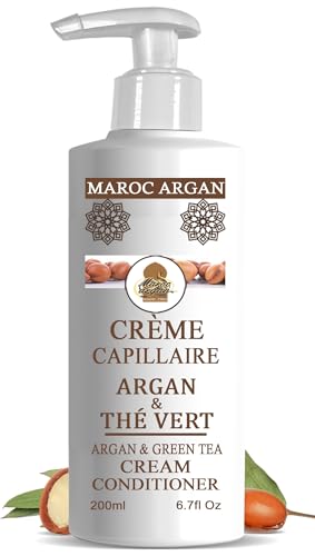Crème Capillaire à l’Huile d’Argan & Thé Vert – Soin Nourrissant Sans Rinçage – Cheveux Secs, Abîmés ou Ternes – Hydratation, Brillance & Douceur Naturelle – 150 ml