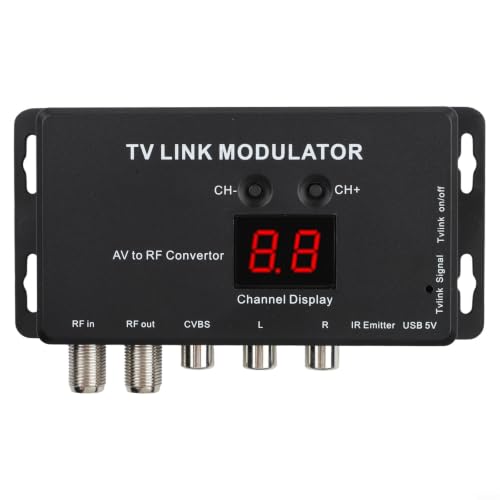 Moliuoly TM70 UHF TV LINK Modulator AV to RF Converter con pantalla de canal, para sistemas PAL/NTSC, nivel de salida ajustable, decodificadores y extensor IR