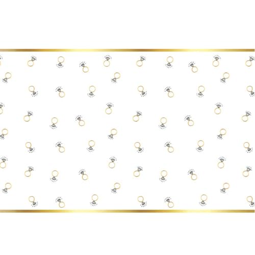 Slant Collections Paper Dining Table Runner for Wedding Party Table Disposable Paper Table-Cover Roll, 25' x 18", Gold & Black Diamond Rings