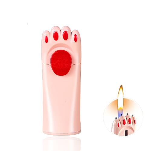 Encendedor recargable con diseño de pata de gato rosa