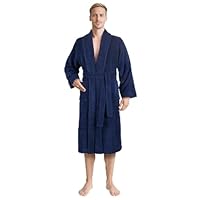 Hammetex Herren Bademantel 100% Baumwolle – 380 g/m² Weicher Frottee Bademantel mit Taschen für Zuhause & Sauna – Saugfähig & Hautfreundlich – Dunkelblau