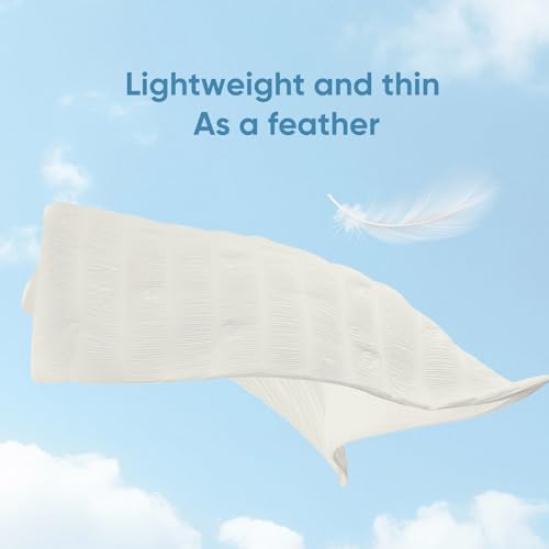 Image of Snuggle Sac Cooling Comforter Queen Size - Q-Max 0.43 Striped Cooling Blanket for Hot Sleepers &Night Sweats, Light Breathable Summer Blanket, Reversible Dual-Sided Silk-Smooth, 90x90 Inches, White