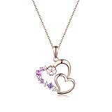 Collar de corazón de plata de ley 925 con colgante de corazón de flor para el día de San Valentín, aniversario, Navidad, regalos de cumpleaños para mujeres, niñas, esposa, novia, Metal, circonita