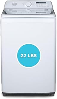 BLACK+DECKER 4.1 Cu. Ft. Top Loading Washing Machine with Agitator, Full Size Washing Machine with Glass Lid and Stainless Steel Tub, Machine with LED Display, 10 Wash Cycles, 120V, BTLW41MW, White