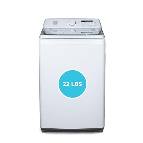 BLACK+DECKER 4.1 Cu. Ft. Top Loading Washing Machine with Agitator, Full Size Washing Machine with Glass Lid and Stainless Steel Tub, Machine with LED Display, 10 Wash Cycles, 120V, BTLW41MW, White
