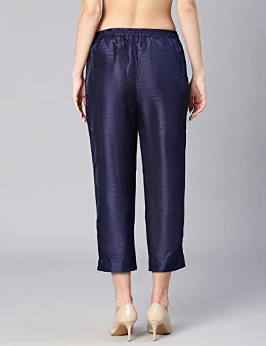 Image of oxolloxo Women Soild Dupion Silk Elasticated Pant