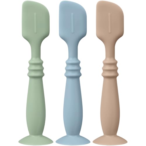 Image of 3 Packs Silicone Diaper Cream Applicator with Suction Base, Diaper Cream Spatula Applicator for Babies, Soft Silicone Diaper Cream Brush (Sage/Ether/Natural)