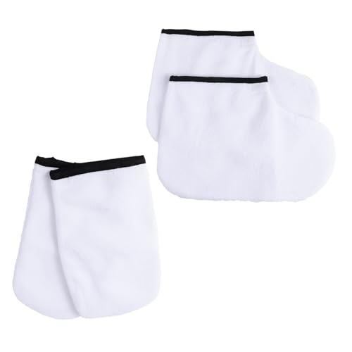 OATIPHO 4 Piezas Guantes y Botines de Cera de Paraffina para Manos y Pies Cuidado de Retención de Ajustables y Cómodos Hidratante para Manos y Pies